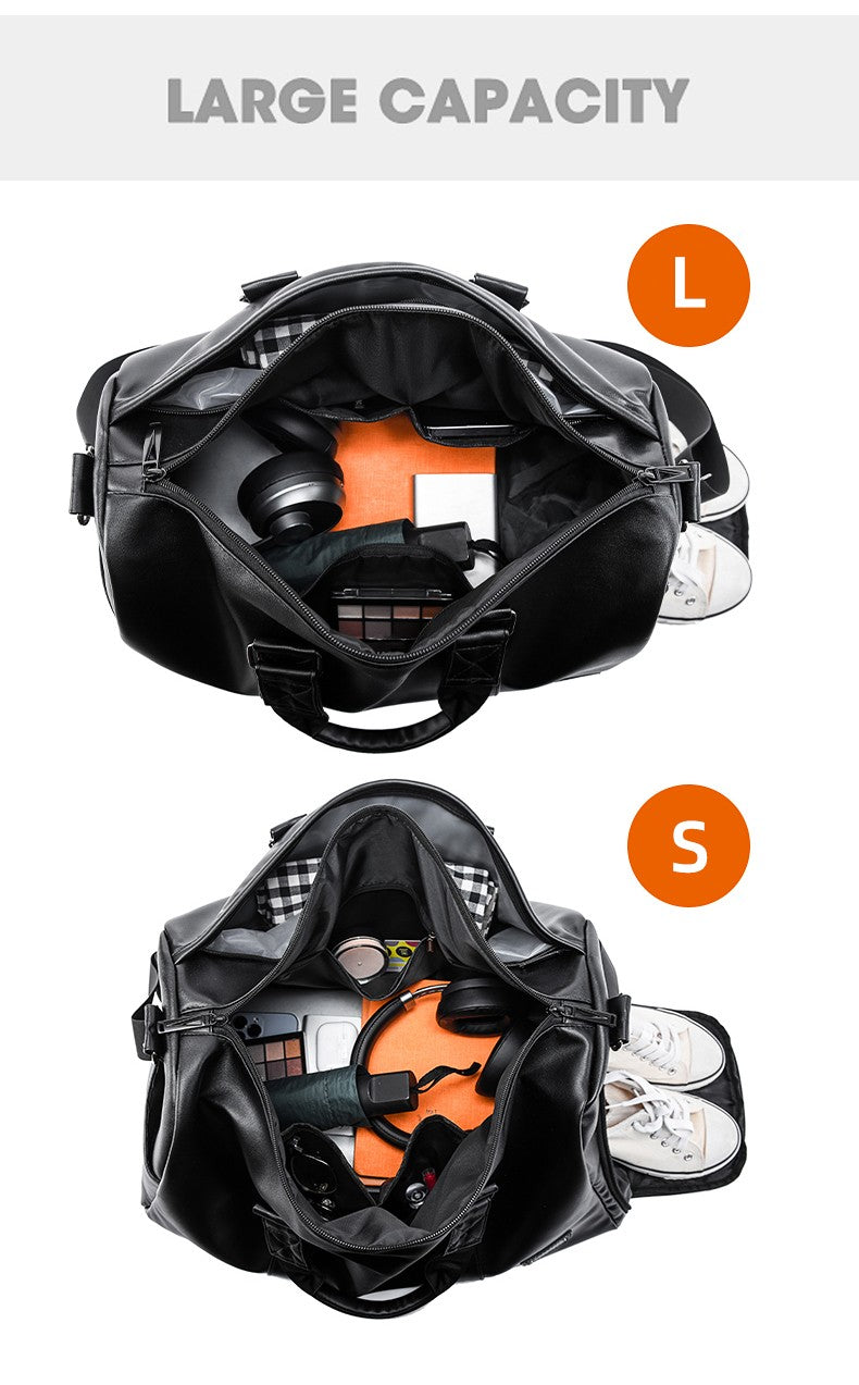 Large Capacity Travel Bag PU Travel Handbag Men Carry On Luggage Duffle Bags Soft Casual Black Big Weekend Bags Travelling Tote