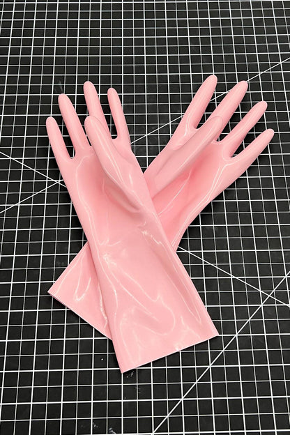 Transparent Lilac Rubber Short Gloves Elastic Snug Fit