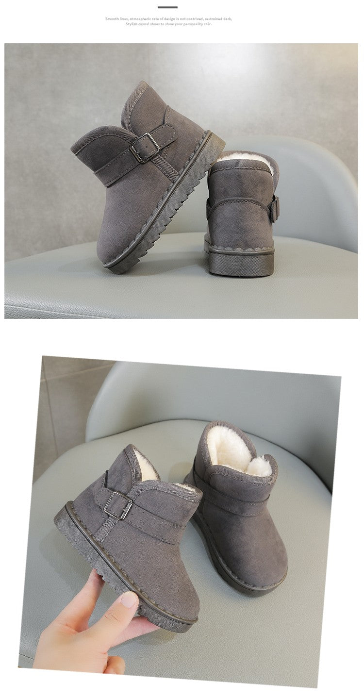 Boys Thermal Boots Kids Versatile Casual Buckle Non-slip Children Fashion Simple Non-slip Girls Snow Boots Cotton Winter Autumn