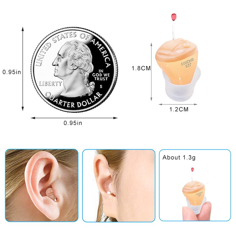 Aparelhos Auditivos Audífonos J25 Aparelho Auditivo Portátil SuperMINI para Ouvido Interno, Amplificador de Som Invisível para Idosos/Deficientes Auditivos, Drop Shipping