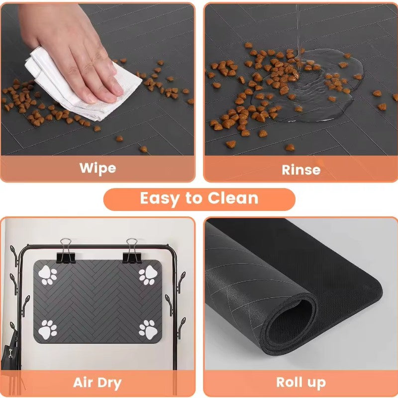 Tapete para Alimentação de Inverno - Jogo Americano Absorvente para Cães e Gatos com Parte Traseira Emborrachada Impermeável e Secagem Rápida