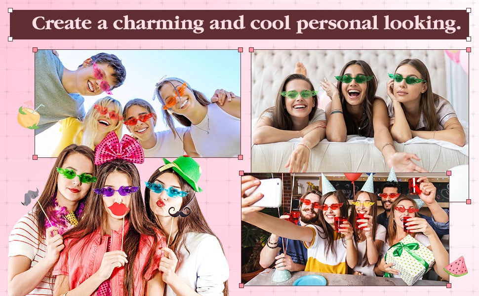 Fun Party Sunglasses Fire Flame Sunglasses Rimless Fire Sunglasses Halloween Candy Color Glasses for Christmas Favors