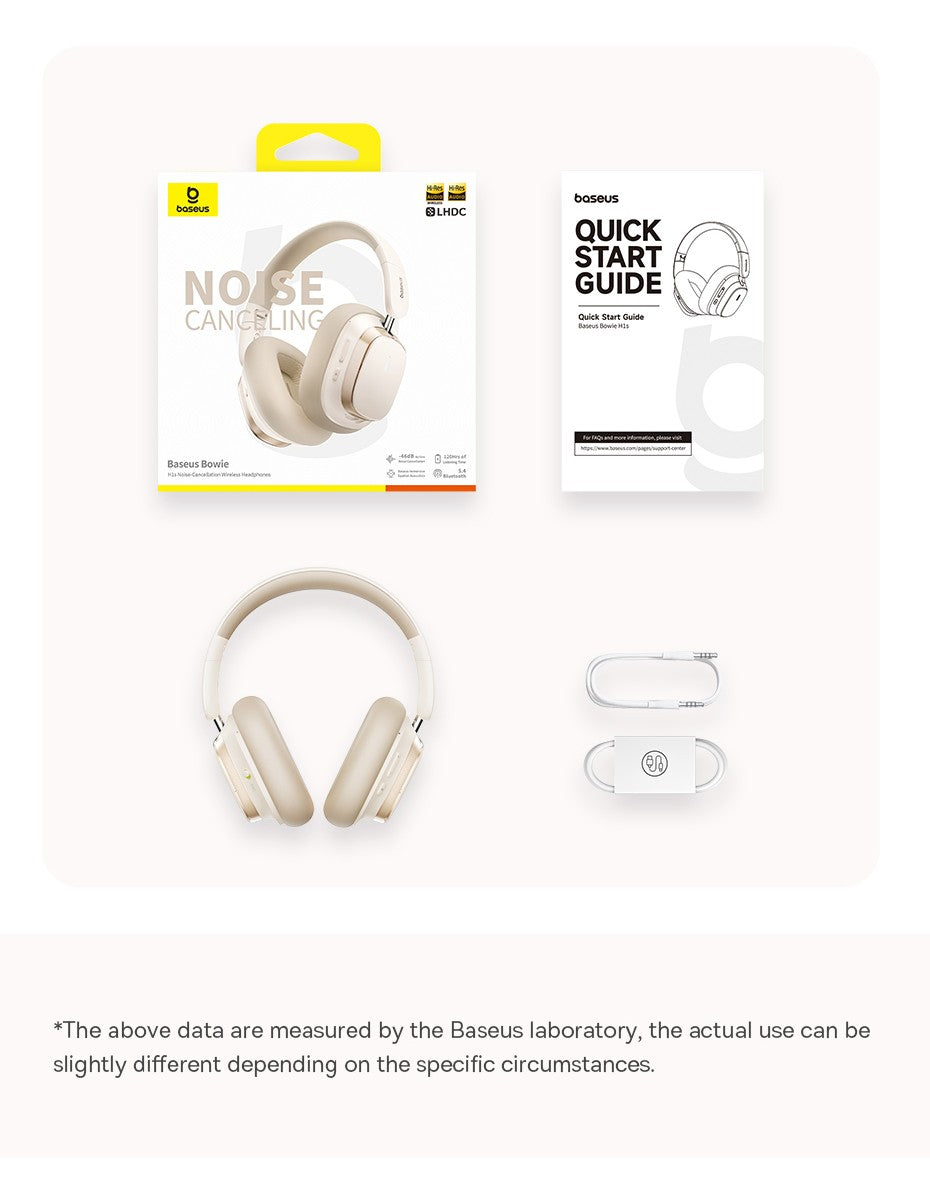 Baseus Bowie H1s Wireless Headphones Bluetooth 5.4 Noise Canceling 46dB Over Ear Headset Hi-Res Spatial Audio Earphone 120H Time