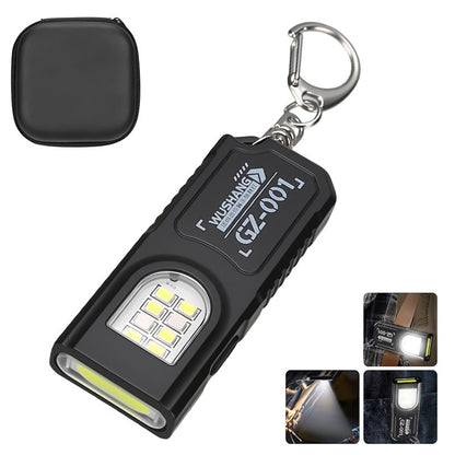 Mini COB LED Flashlight USB Rechargeable Torch with Magnetic Portable Powerful Working Light Outdoor Emergency Keychain Light
