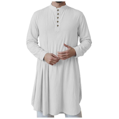 Men'S New Muslim Middle Arabic Men'S Button Down Cotton And Linen Shirts Muslim Robes Stylis Male Clothes Stylis Male Clothes