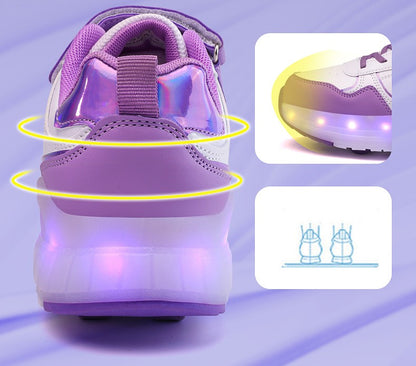Luminous Roller Skate Shoes Wheels Removeable Sneakers Kids Roller Shoes USB Charge Light Up Sport Skate Board Shoes Boys Girls