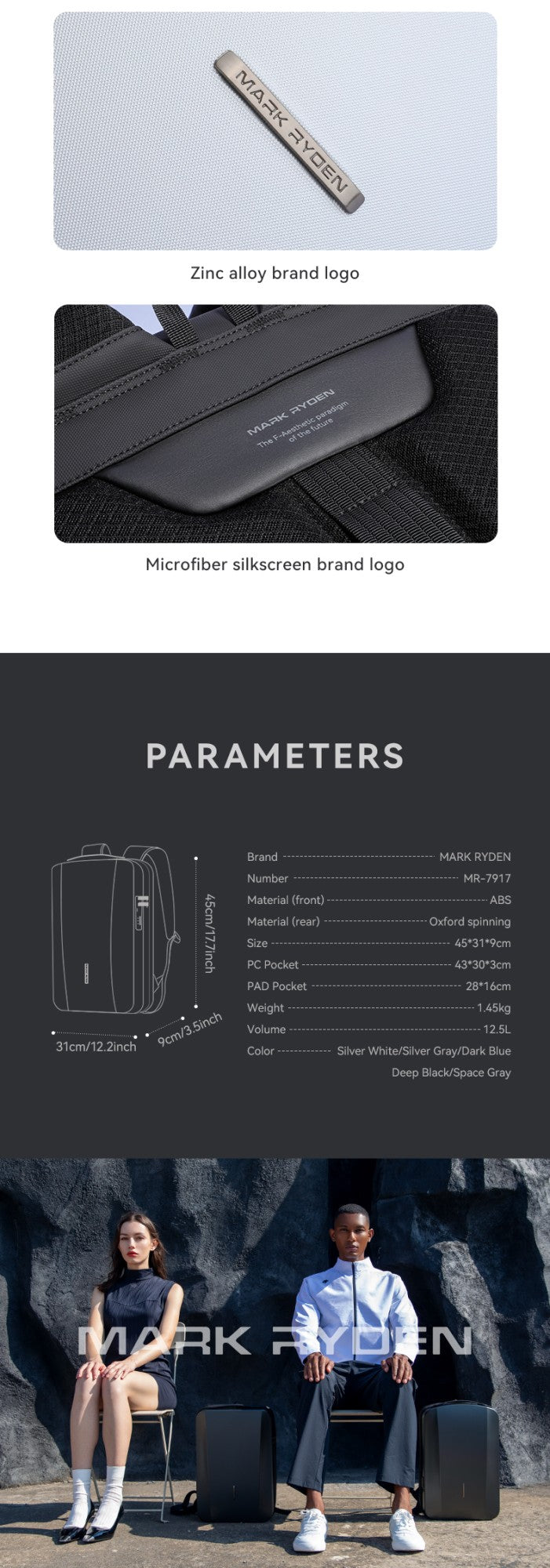 Mark Ryden ABS Anti-theft Outdoor Customised Laptop Bags Password Lock  Travel Cycling motorcycle bags