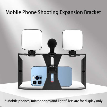 Estabilizador portátil com rotação de gimbal, suporte para microfone de celular, luz de preenchimento, suporte para celular para transmissão ao vivo