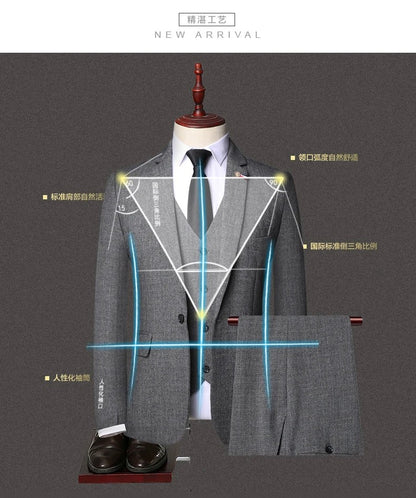 Traje De Hombre Elegante (Blazer+Vest+Pants) Men's Fashion Business Casual Slim Fit Wedding Business Suit Elegant Man Suit 6XL