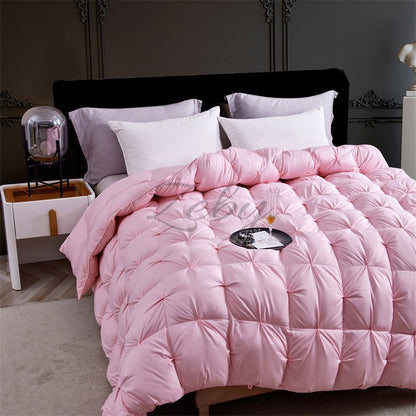 High Grade 100% White Goose Down Quilt Winter Warm Feather Duvet Queen King Cozy Lightweight 3D Bread Comforter Pinch Pleated