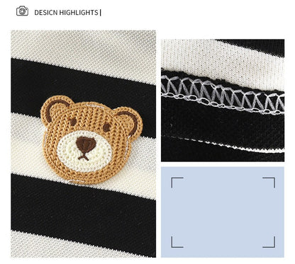 Conjunto Infantil 2PÇS Novo Verão Manga Curta +Shorts Listrado Menino Menina Criança Camiseta Roupa de Bebê Roupa Infantil