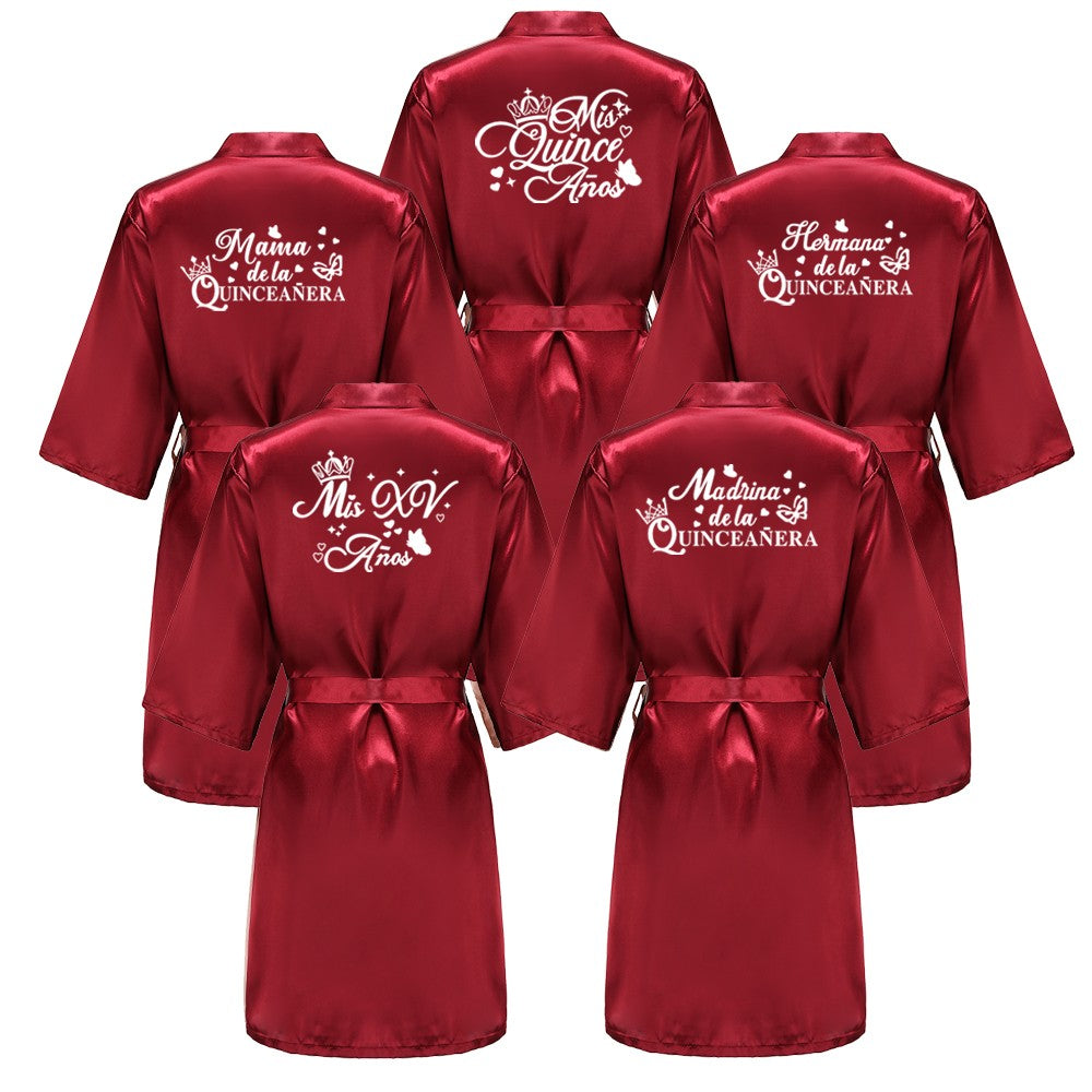 Mis15 Años Robe 15 Years Girl Birthday Party Robes Quinceanera Robe Mis XV Bathrobe Silkly Nightgown