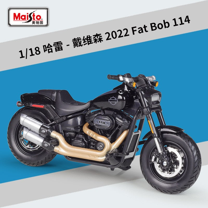 Maisto 1:18 Harley-davidson 2022 Fat Bob 114 Mock-up Alloy Motorcycle Model With Base Finished Toys Gift Collection Accessories