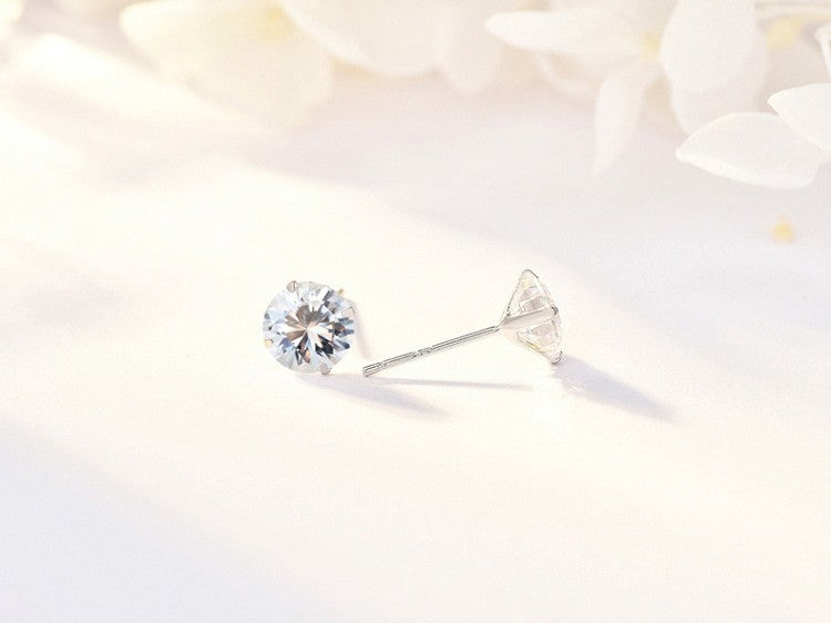 Brincos de Prata Esterlina 925 com Zircônia Cúbica Canalizada, Brincos de Tarraxa de Prata com Zircônia Cúbica para Mulheres, Joias de Prata Esterlina