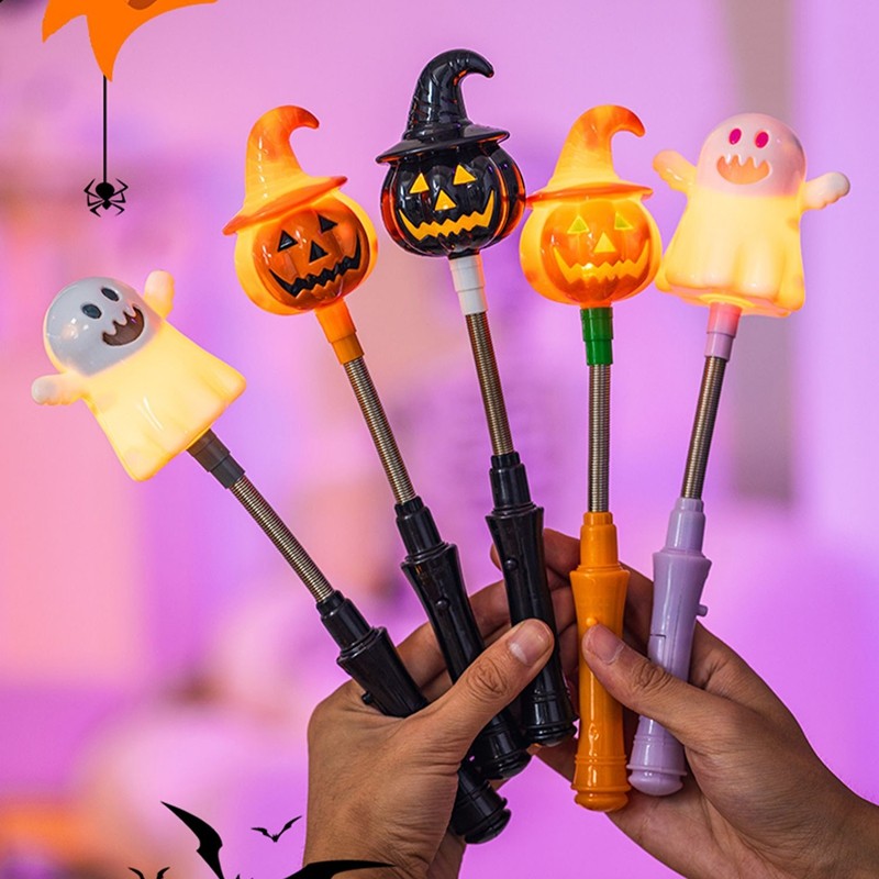Halloween Party Decoration Halloween Hand Shaker Sticks Pumpkin Ghost Stick Gift Party Favor Gifts Party Supplies