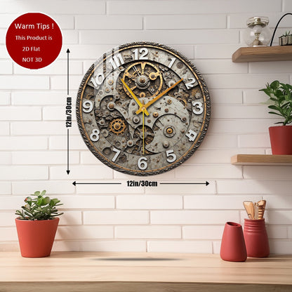 Tempered Glass Wall Clock Antique Gear Clock Face Suitable For Wall Decor or Tabletop Display Anywhere