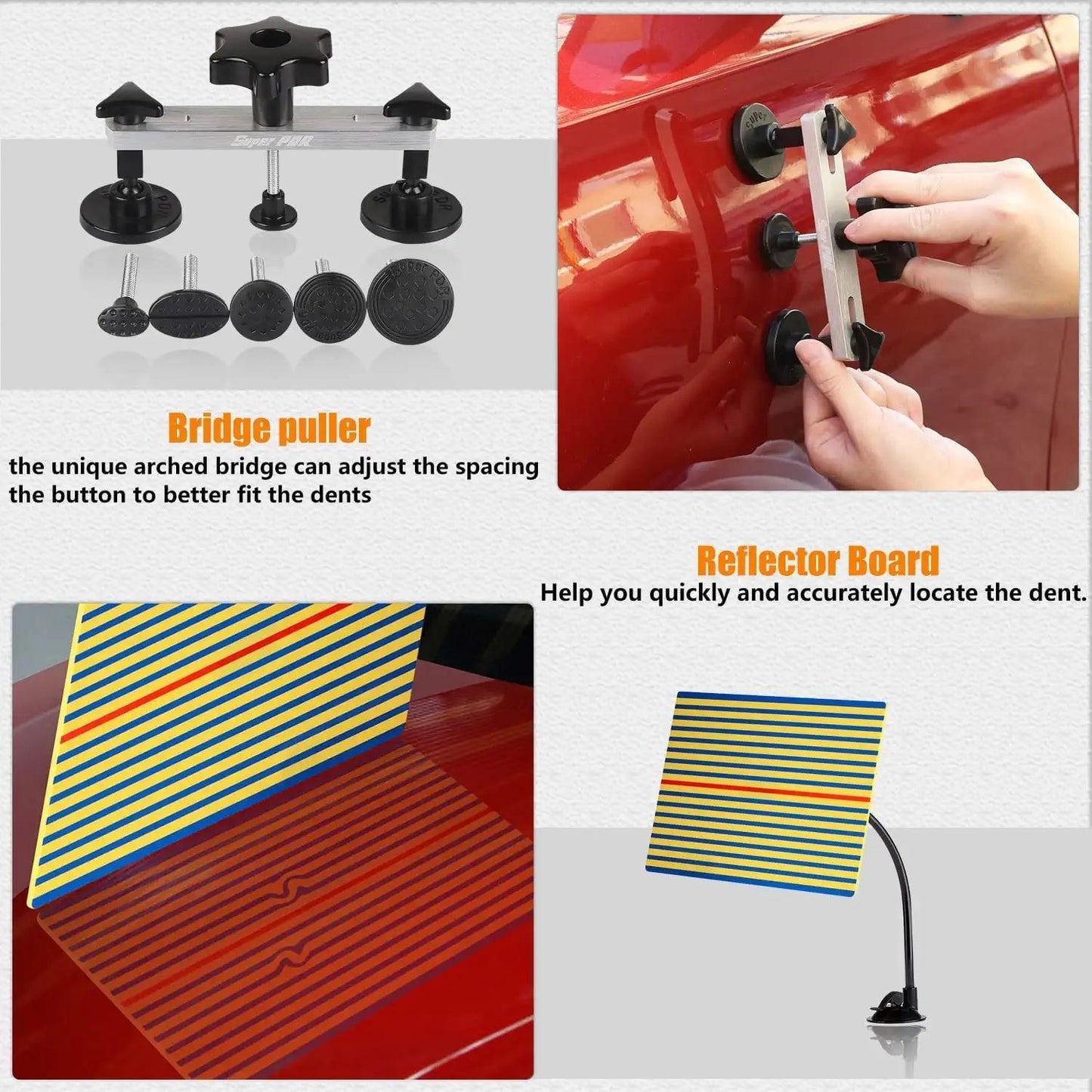 Ferramentas Super PDR para Reparo de Amassados Kits de Remoção de Amassados Reparo de Amassados sem Pintura Kit de Repuxador de Carroceria para Automóveis