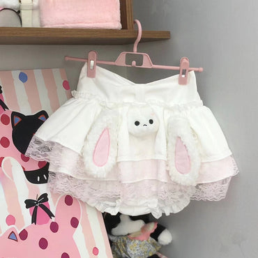 Japanese Kawaii Yellow Cake Skirts Women Casual Y2k Clothing Harajuku Cute Skirts Female Outwear Chic Party Bow Cosplays Girls