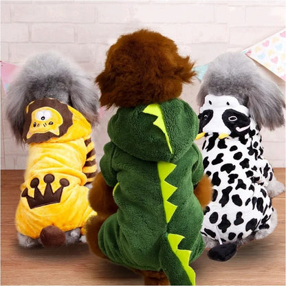 Roupa de Cachorro Macia e Quente de Fleece para Cães Jumpsuits Roupa de Pet para Cães Pequenos Gatos Filhotes Casacos com Capuz Fantasia Chihuahua Yorkshire