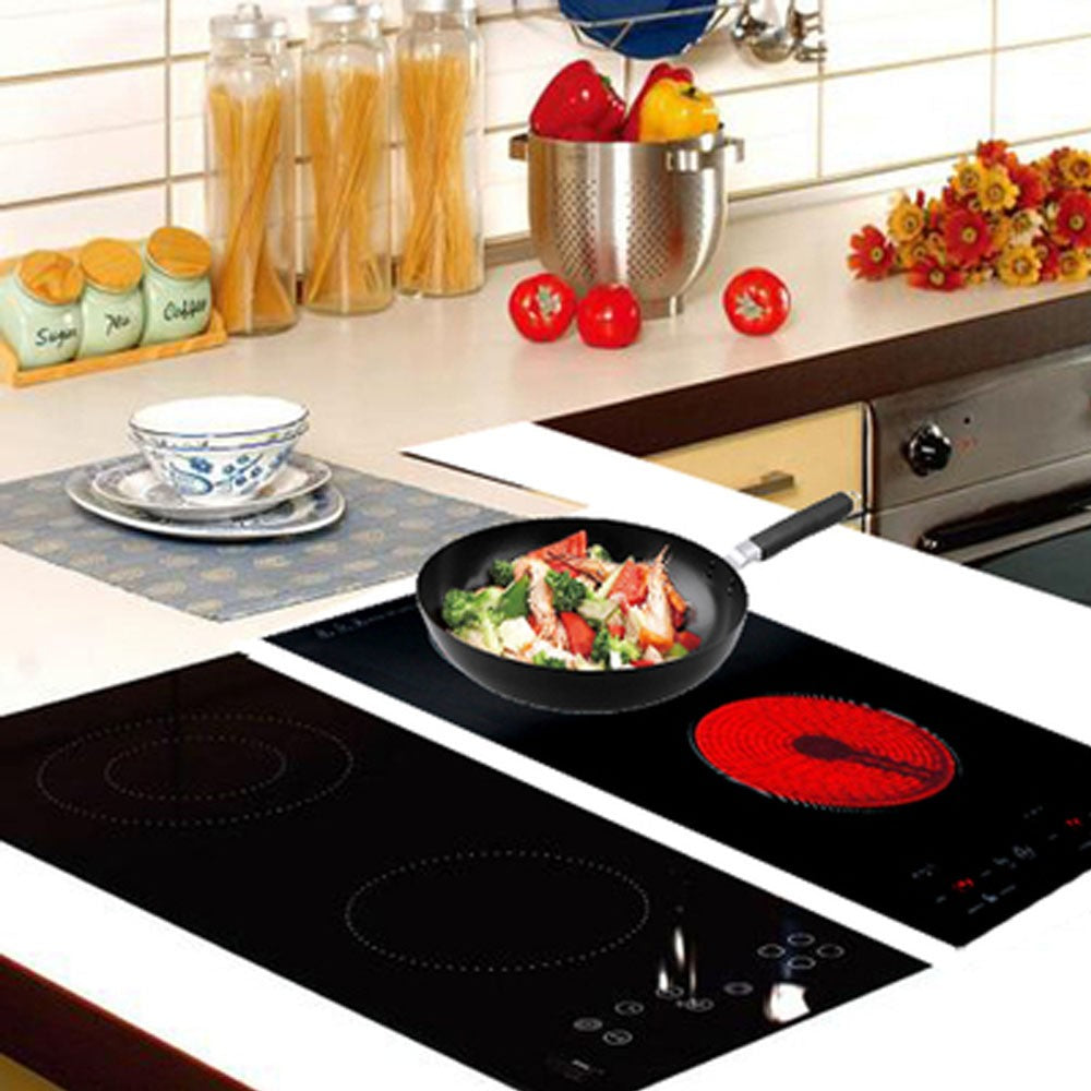 Fogão Elétrico de Duas Bocas com Aquecimento Duplo, Cooktop de Cerâmica, Indução, Eletrodoméstico de Cozinha, Superfície de Cozimento Vertical para Uso Doméstico
