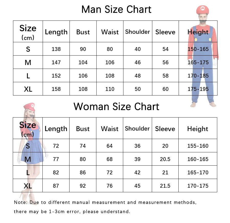Game Plumber Bros Cosplay Costume Set Jumpsuit Dress Hat Beard Gloves Adult Men Women Uniform Halloween Party Role Play Outfit