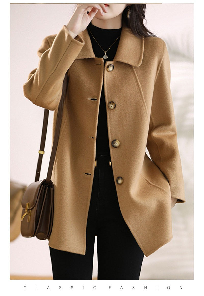 New High Quality Single-breasted Fashion Woolen Coat Women Autumn Winter Slim Elegant Wool Overcoat Windbreaker Outerwear Female