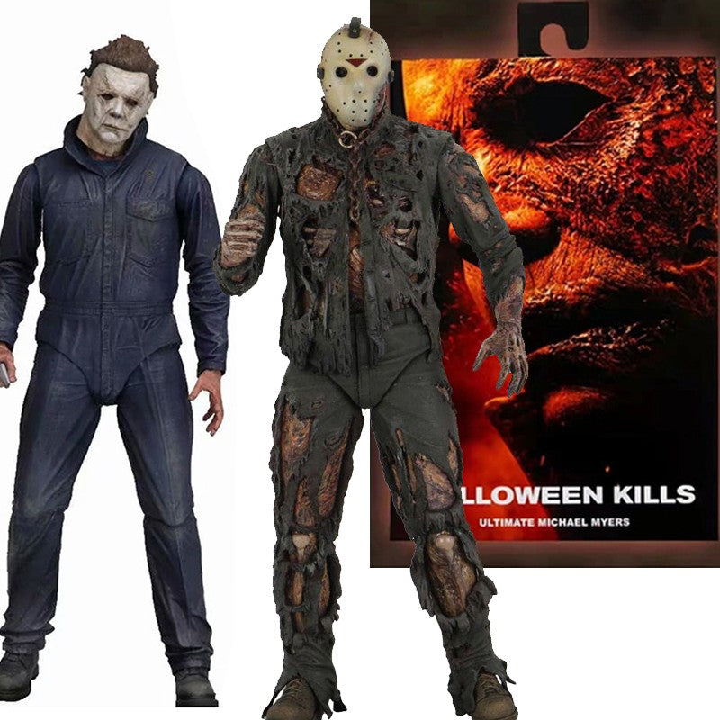 Original NECA Michael Myers Figure Ultimate Jason Voorhees Action Figure With LED Toys Christmas Halloween Horror Gift