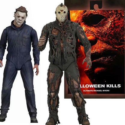 Original NECA Michael Myers Figure Ultimate Jason Voorhees Action Figure With LED Toys Christmas Halloween Horror Gift
