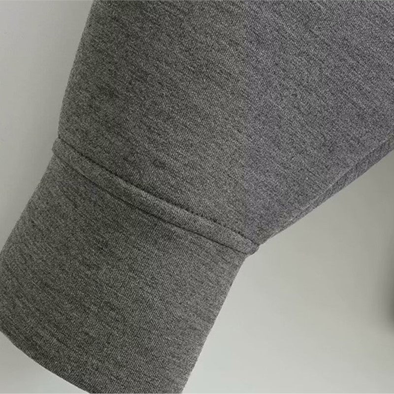 Alobee Autumn Women Gray Black Jacket With Hood Long Sleeve Zipper Jacket Coat Woman Loose Casual Big Pocket Outerwear Coat Tops