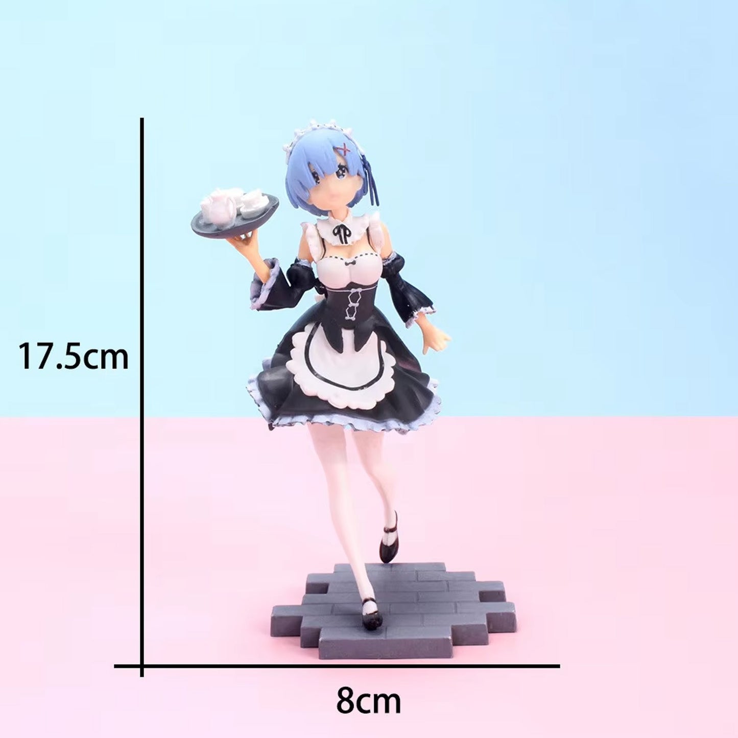 Re:Zero Rem & Ram Figure Set - Maid Costume with Tray, Standing Pose, Detailed Collectible Models for Collection & Display
