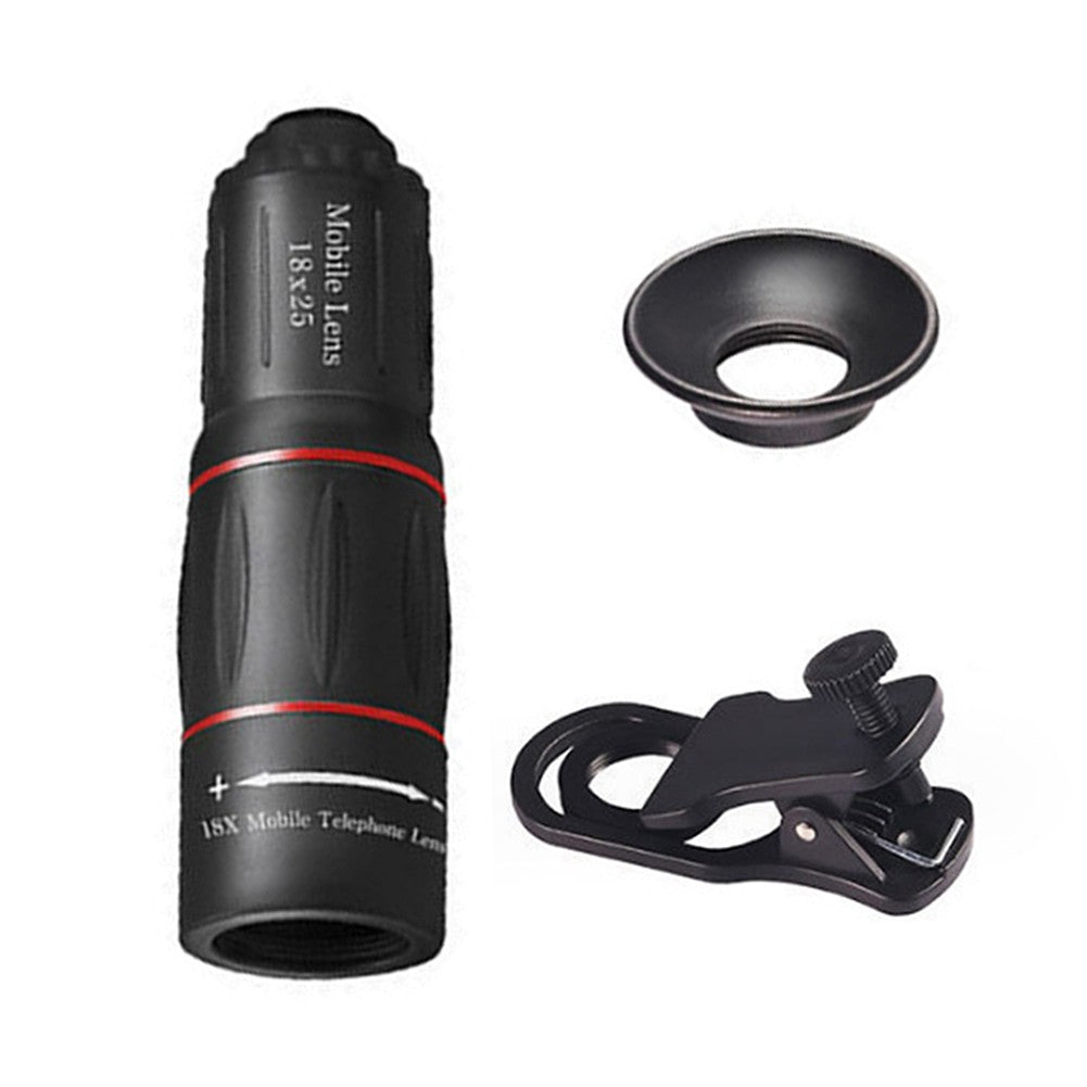 Lente de câmera de celular com clipe 18/28/36X, zoom monocular telescópico, lente telefoto universal para smartphone