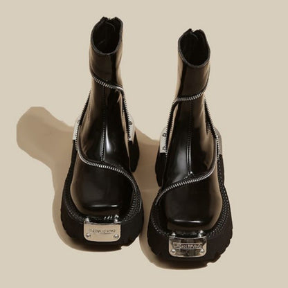 New Winter Fashionable Comfortable Elegant Women's Short Boots Round Toes Square Heels Thick Soles Heightening Fashion Boots