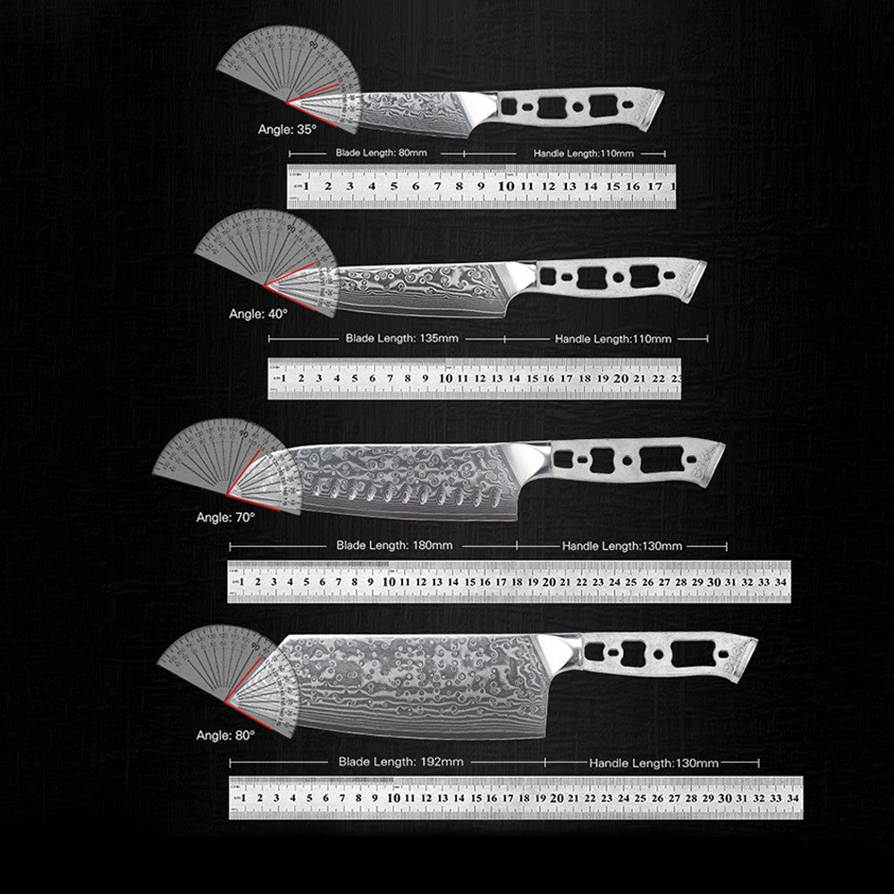 Lâmina Bruta para Facas de Cozinha TURWHO DIY, Aço Damasco 67 Camadas VG10, Faca Japonesa de Chef Santoku Kiritsuke para Fatiar e de Uso Geral