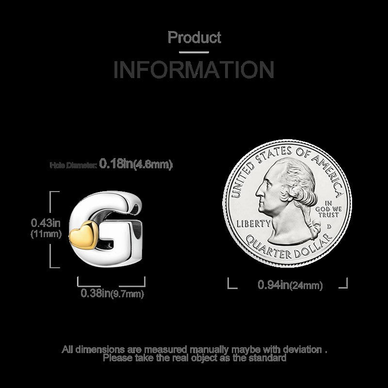 Fit Original Bangle Bracelet DIY A-Z Alphabet Charms Bead 925 Sterling Silver CZ Zircon LOVE Letter Dangle Pendant Jewelry Gift