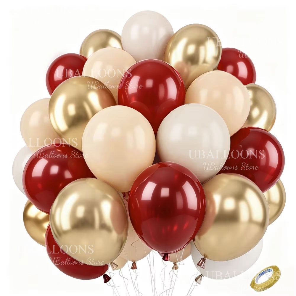 40Pcs White Sand Latex Balloons 10Inch Boho Sand White Metal Chrome Gold Balloons for Birthday Wedding Baby Shower Party Decor