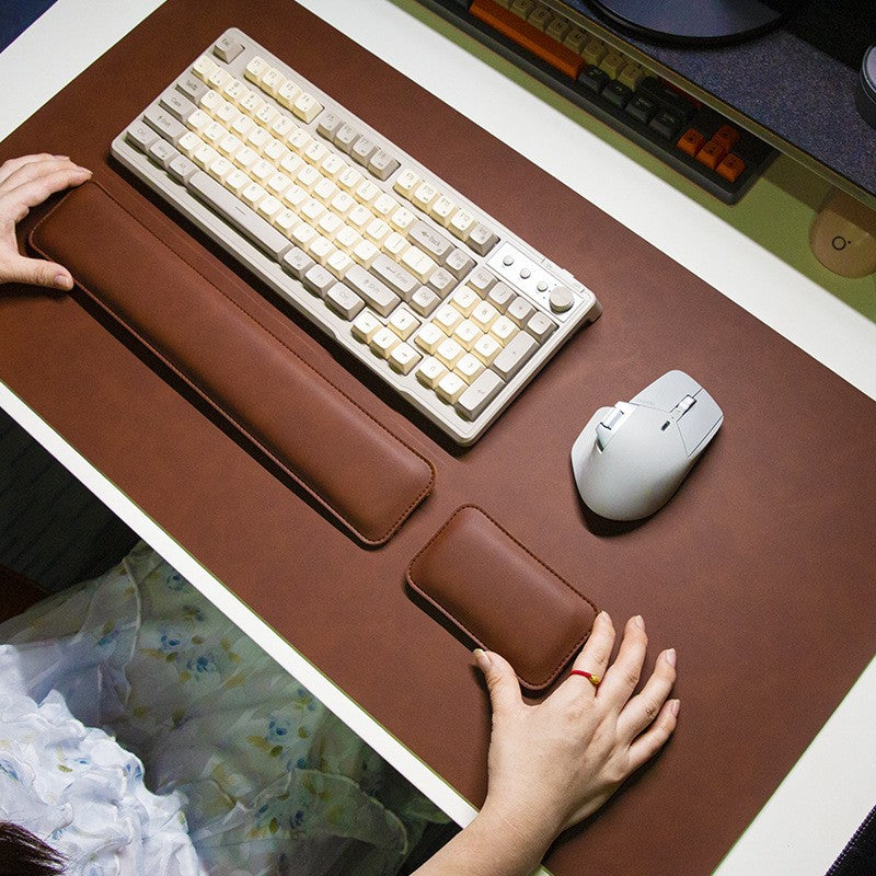 Mouse Pad de Mesa PU à Prova d'Água Grande Mousepad para Notebook Tapete de Mesa Antiderrapante Tapetes para Teclado Tapete de Mouse, protetor de pulso para mouse três peças