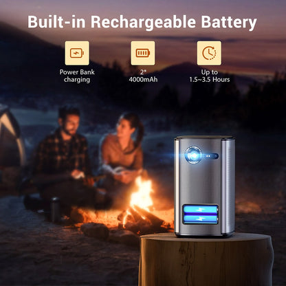 Projetor BYINTEK P70 4K 1080P DLP Mini Projetor Portátil para Home Theater Smart Wi-Fi & Bluetooth para Filmes & Jogos Com Bateria