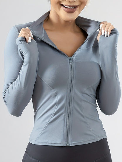 Yoga clothes women's autumn and winter sports yoga coat standing collar long sleeve top Pilates training running fitness clothes