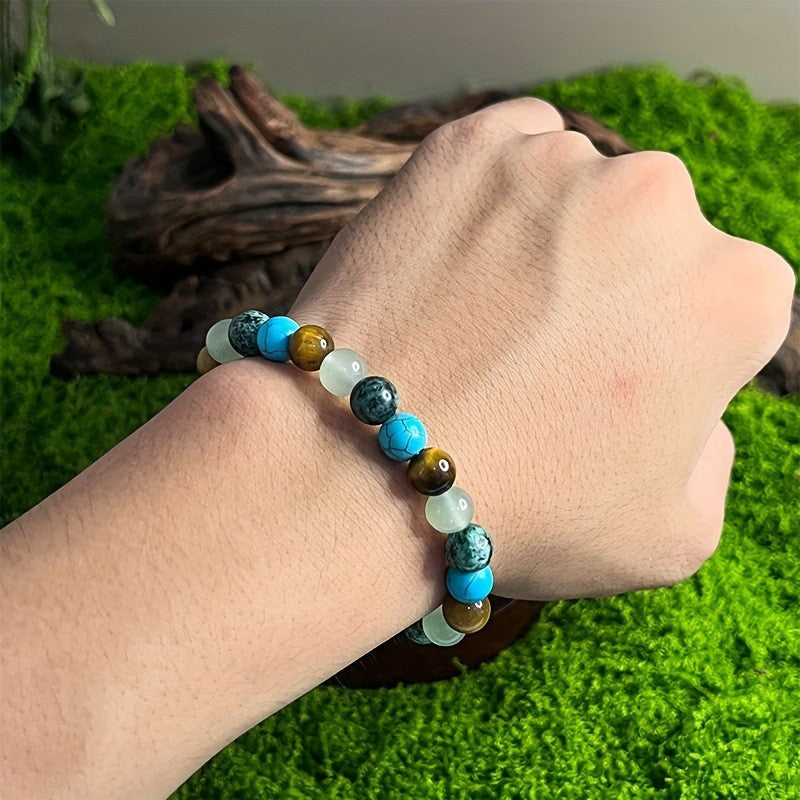 Pulseira de Contas de Pedra Natural Simbólica Feminina Masculina Alívio da Ansiedade Proteção Dinheiro Espiritual Joia do Amor-Próprio