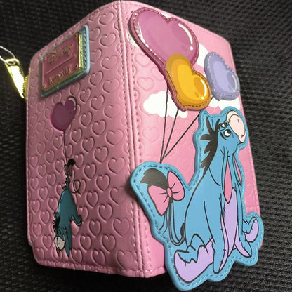 New Disney Loungefly Cute Love Donkey Wallet Cartoon Pink Card Bag Zero Wallet Girl Birthday Gift Casual Wallet