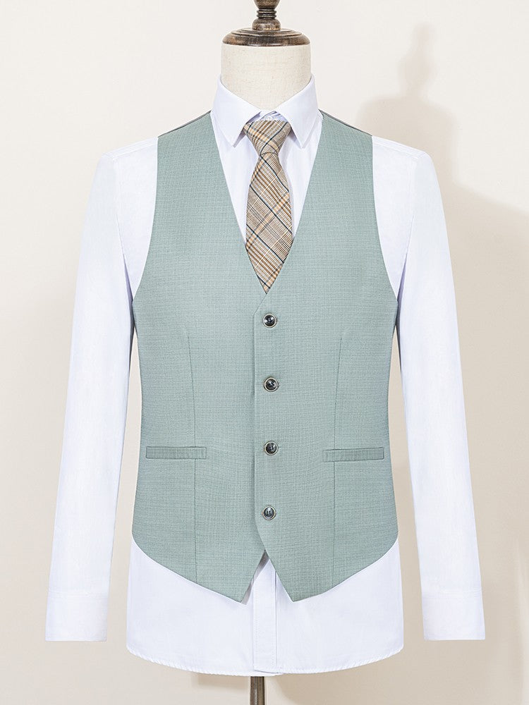 ST Cassy High Quality Men's Suit Summer thin Green  Slim Fit Formal Business Office Men's Suits?jacket+Vest+Pants?