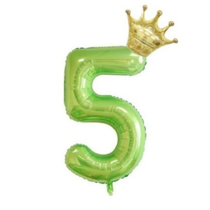 2Pcs 40Inch Fruit Green 0-10 Number Foil Balloon with Mini Gold Crown for Birthday Christmas Valentine Party Decor