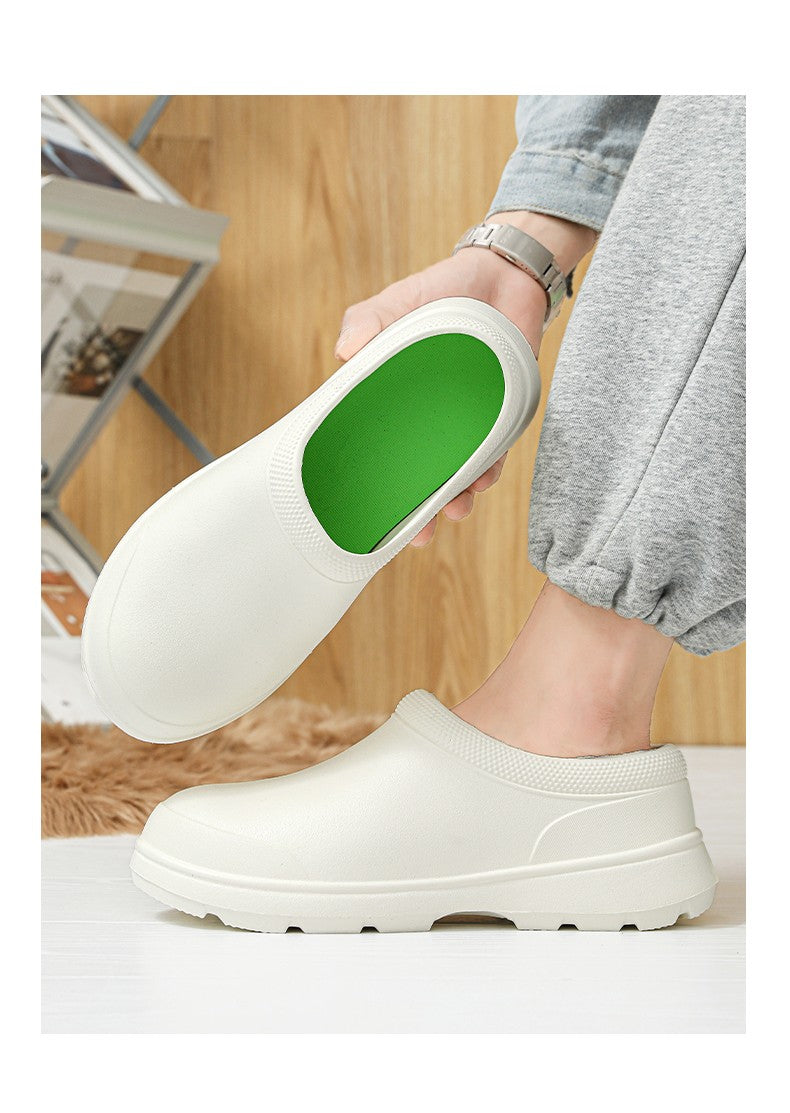 Chef shoes four seasons soft sole anti-slip oil-proof waterproof kitchen work shoes men's sandals garden shoes outdoor slippers