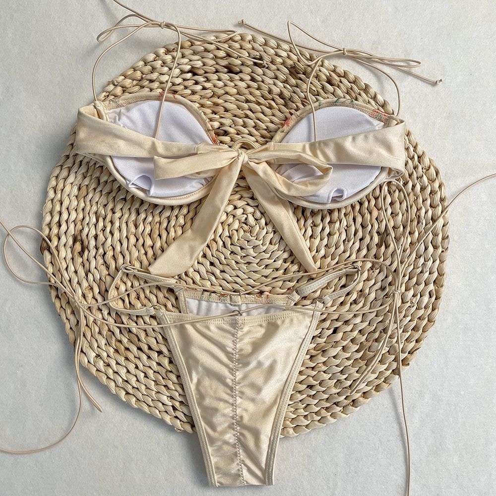 DEBAIOR 2025 Women Bikini Set Floral Embroidery Lingerie Set Women Sheer 2-Piece Boho Bra + Panty Underwear Set Intimates