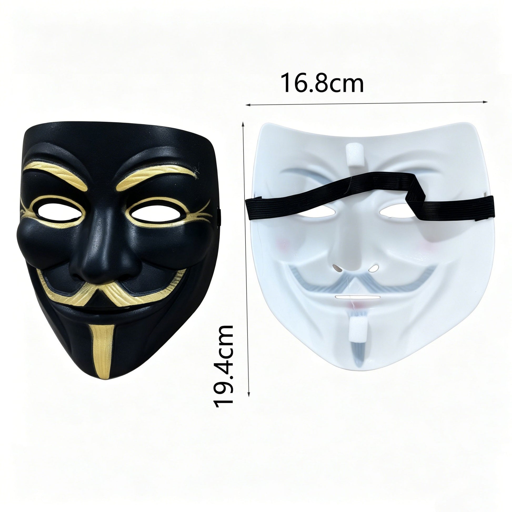 2Pcs Thickened Matte Hard Plastic Party Mask For Man Women Strap Retro Smiling Face Design Halloween Cosplay Masquerade