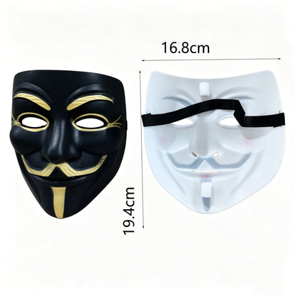 2Pcs Thickened Matte Hard Plastic Party Mask For Man Women Strap Retro Smiling Face Design Halloween Cosplay Masquerade