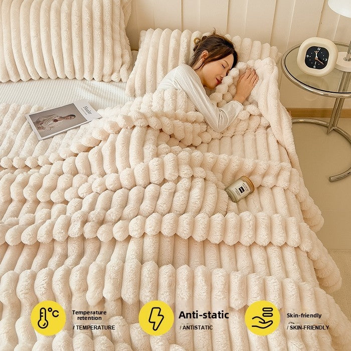 Thi Rabbit Fur Blanket Office Sofa Nap Blanket Premium Cover Blanket All Seasons  Color Polyester Fiber
