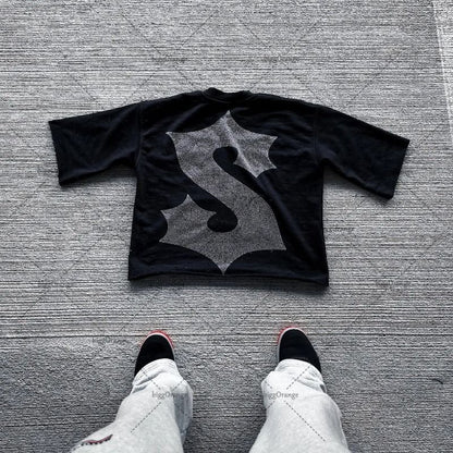 American Hip-hop Anime Print Oversized T-shirt Men Retro Trendy Streetwear Top Pure Cotton Round Neck Casual Loose Short Sleeves