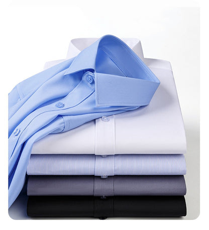 Plus Size 8XL 7XL 6XL 5XL Mens Business Shirts Spring Long Sleeve Bamboo Fiber Solid Free Care Soft Formal Interview Blue Clothe