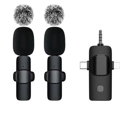 Microfone de Lapela Sem Fio Basix Gravação de Áudio Mini Microfone de Lã Substituível à Prova de Vento para iPhone 16 Gravar Vlog YouTube